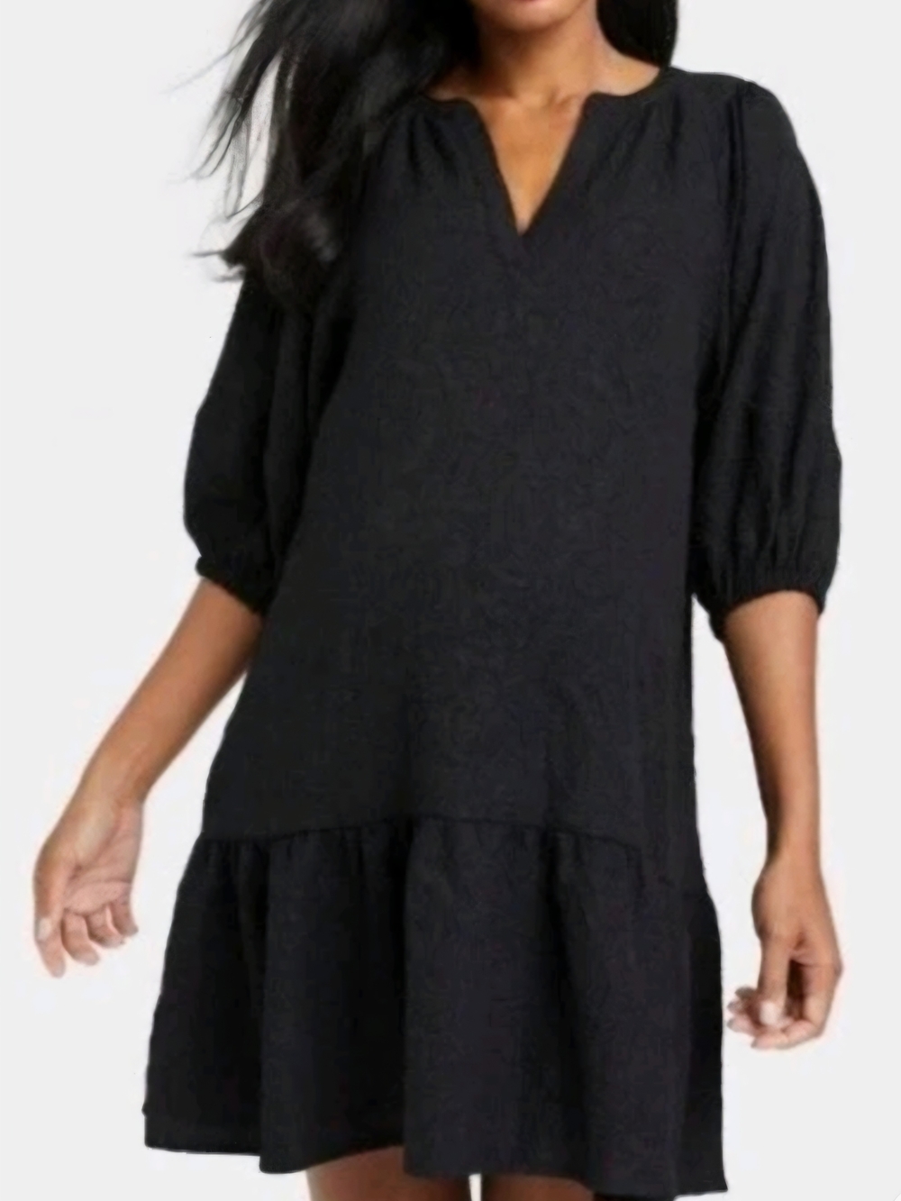 The Nines by HATCH Black Ruffle-Hem Mini Dress